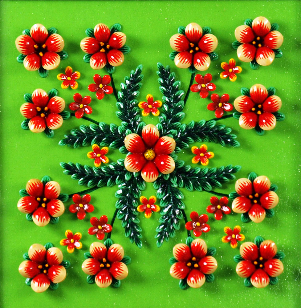 «Полтавські квіти». 2013. Насіння, фарби акрилові, лак